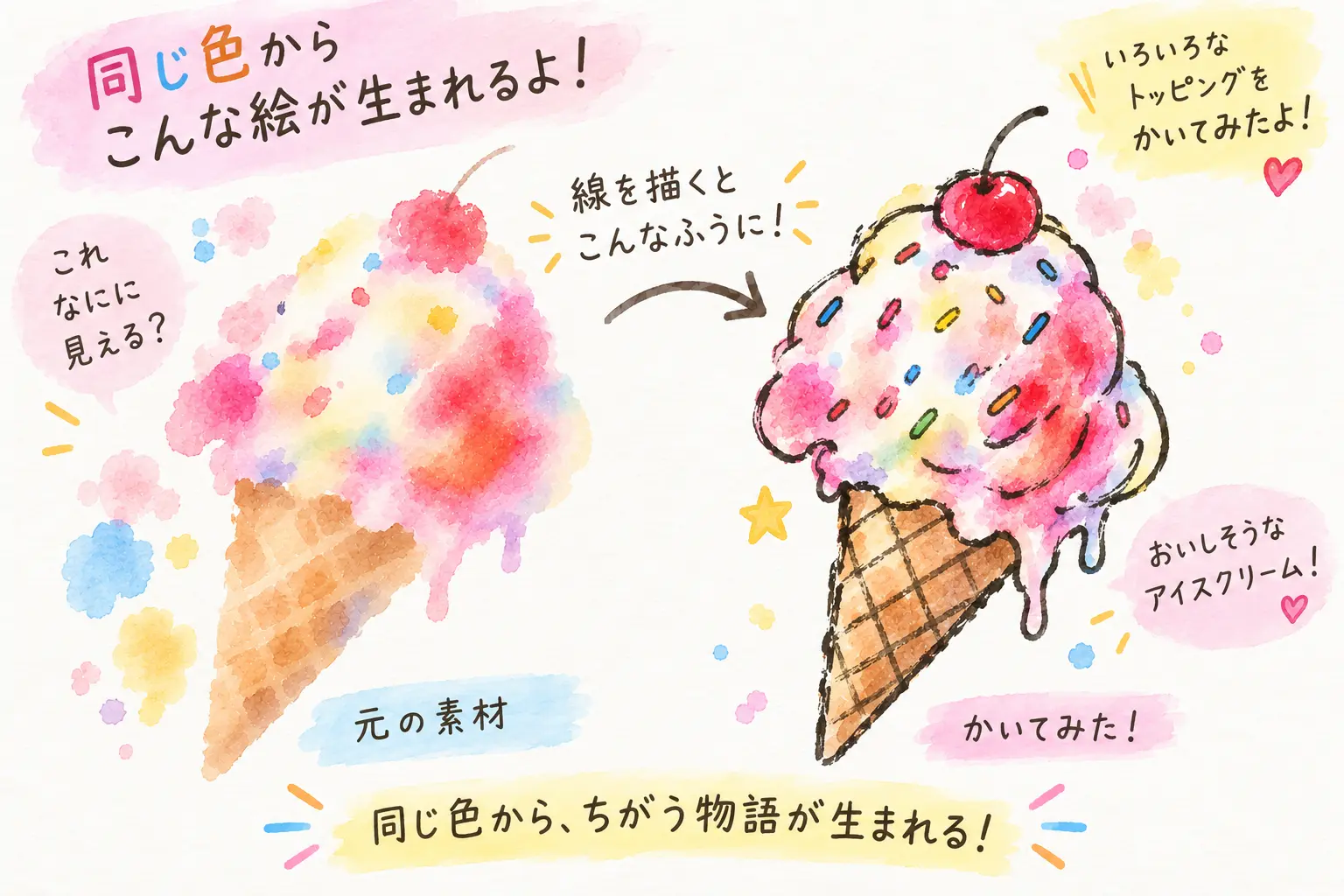 食べ物の逆塗り絵